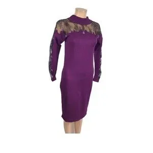 knee length dresses for ladies Lace Detail Sweater Dress